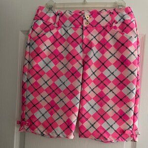 Lilly Pulitzer 12 Fairway Performance Short UPF 50 Glow & Flow Argyle Pink